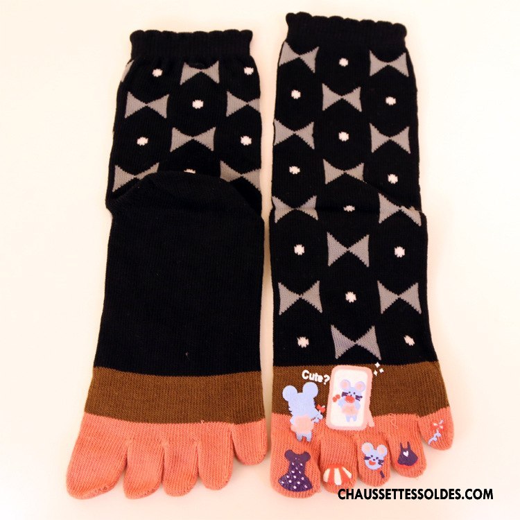 Chaussettes Mi Hautes Femme Dame Milieu Confortable L'automne Thermiques Cinq Doigts Jaune