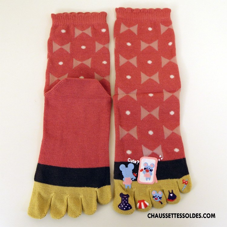 Chaussettes Mi Hautes Femme Dame Milieu Confortable L'automne Thermiques Cinq Doigts Jaune
