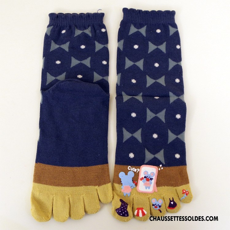 Chaussettes Mi Hautes Femme Dame Milieu Confortable L'automne Thermiques Cinq Doigts Jaune