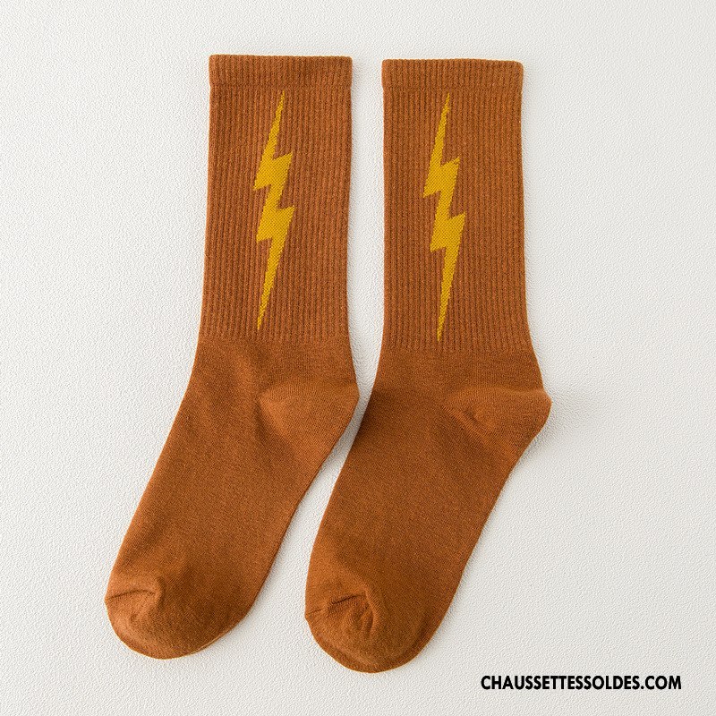 Chaussettes Mi Hautes Femme Dame Milieu Nouvelles Arrivées Tendance Vent D'université Rétro Marron / Brun