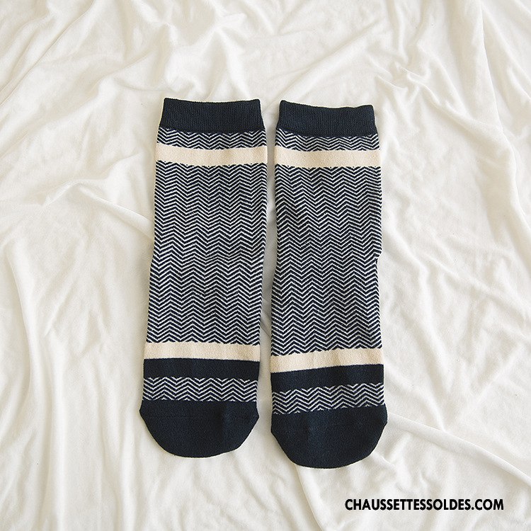 Chaussettes Mi Hautes Femme Dame Nouvelles Arrivées Le Nouveau Respirant L'automne Milieu Bleu
