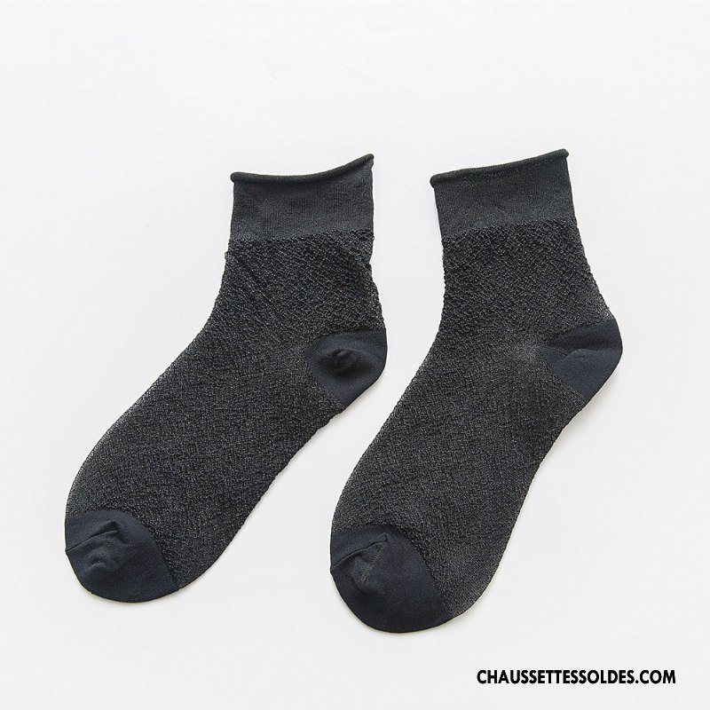 Chaussettes Mi Hautes Femme Dame Ourlet Nouvelles Arrivées Légère Rétro Milieu Noir Or Argent