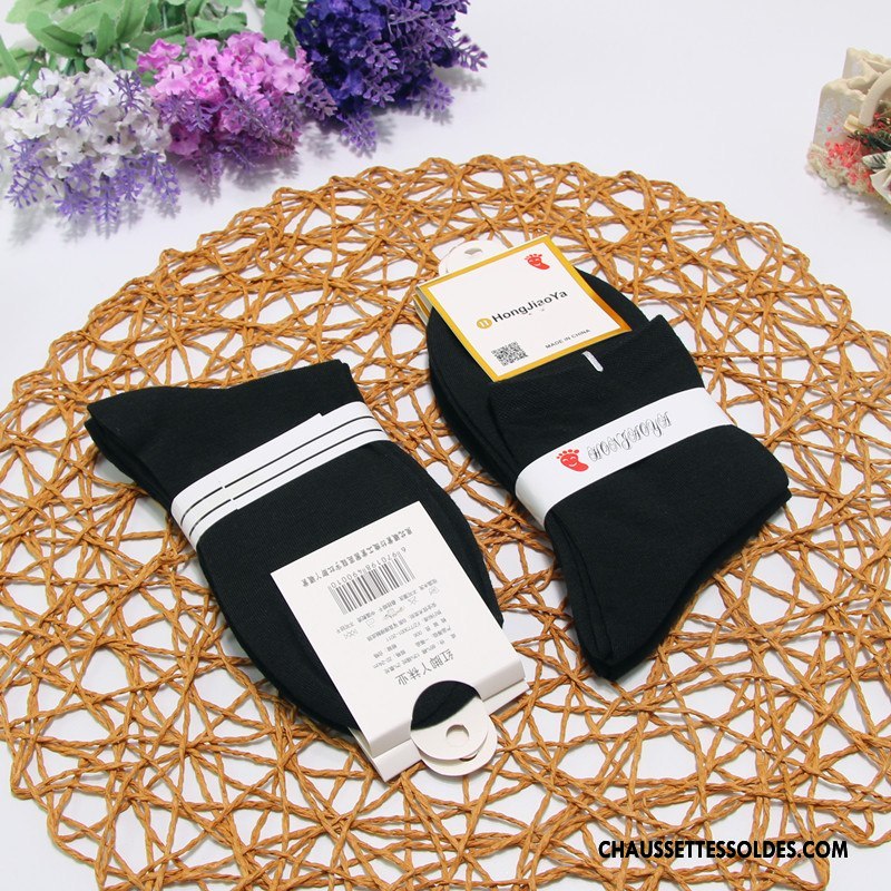 Chaussettes Mi Hautes Femme Dame Thermiques Mouvement Chaussettes En Coton Absorber La Sueur L'automne Pure Blanc