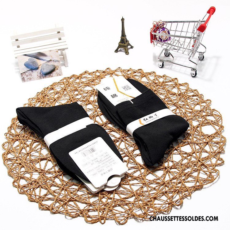 Chaussettes Mi Hautes Femme Dame Thermiques Mouvement Chaussettes En Coton Absorber La Sueur L'automne Pure Blanc