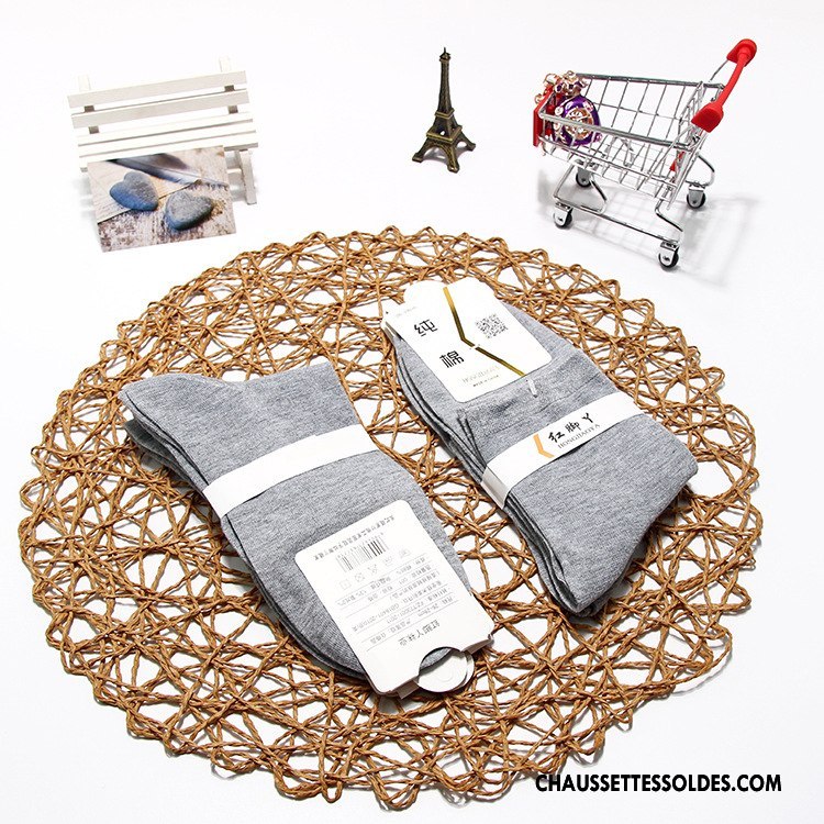 Chaussettes Mi Hautes Femme Dame Thermiques Mouvement Chaussettes En Coton Absorber La Sueur L'automne Pure Blanc