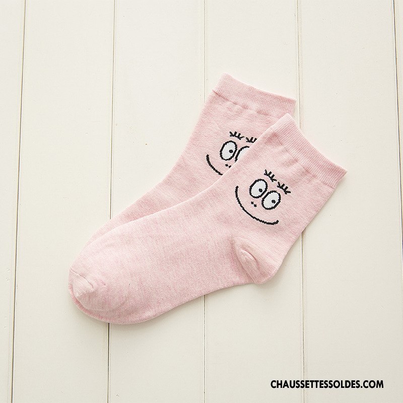 Chaussettes Mi Hautes Femme Dame Élève 100% Coton Dessin Animé Nouvelles Arrivées Courte Gris