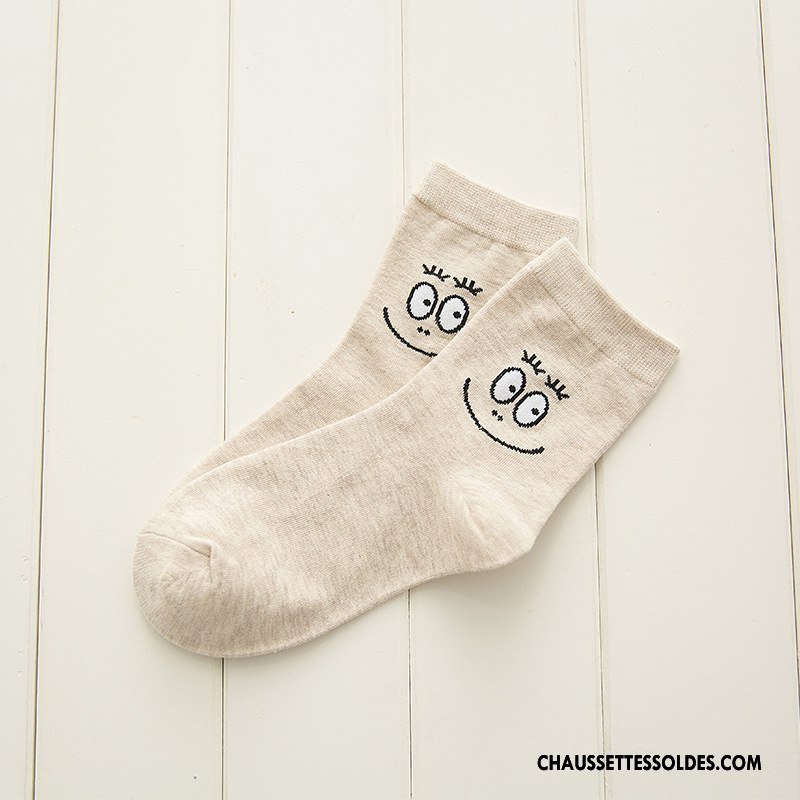 Chaussettes Mi Hautes Femme Dame Élève 100% Coton Dessin Animé Nouvelles Arrivées Courte Gris