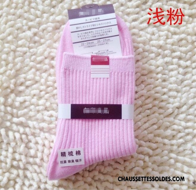 Chaussettes Mi Hautes Femme Dame Élève L'automne Antibactérien Absorber La Sueur Gros Rose