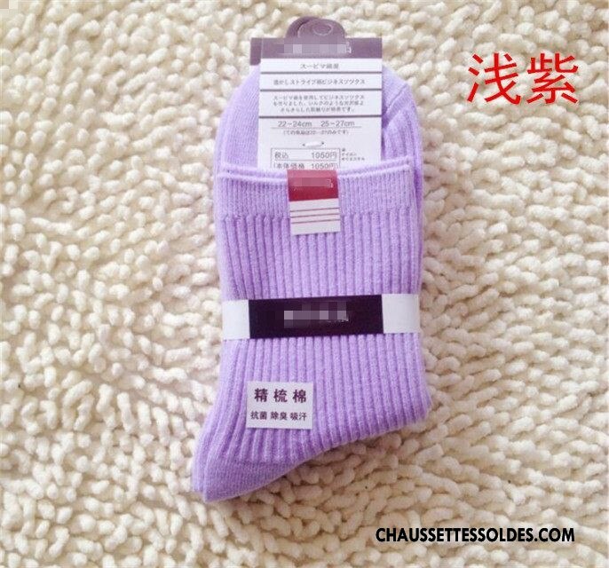 Chaussettes Mi Hautes Femme Dame Élève L'automne Antibactérien Absorber La Sueur Gros Rose