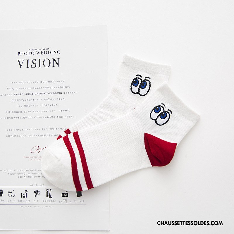 Chaussettes Mi Hautes Femme Dame Élève Œil Charmant Dessin Animé Style Chaud Bordeaux