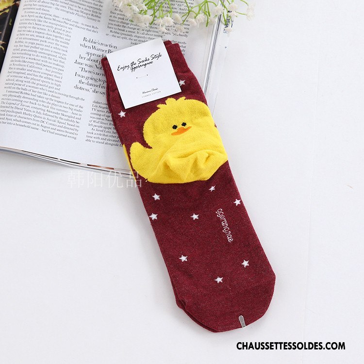 Chaussettes Mi Hautes Femme Dessin Animé Coton Bio Charmant Animal Dimensionnel Long Stock Bleu