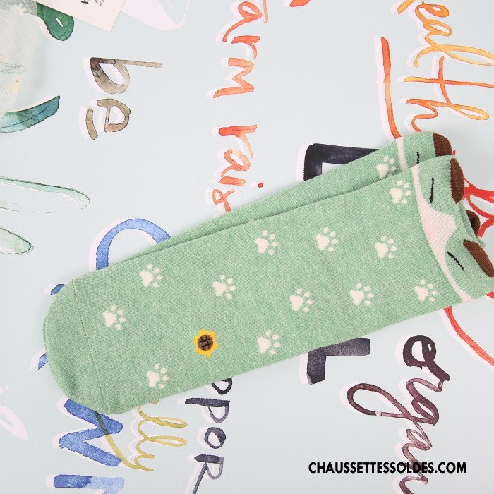 Chaussettes Mi Hautes Femme Dimensionnel Milieu Été Printemps Charmant Le Nouveau Vert