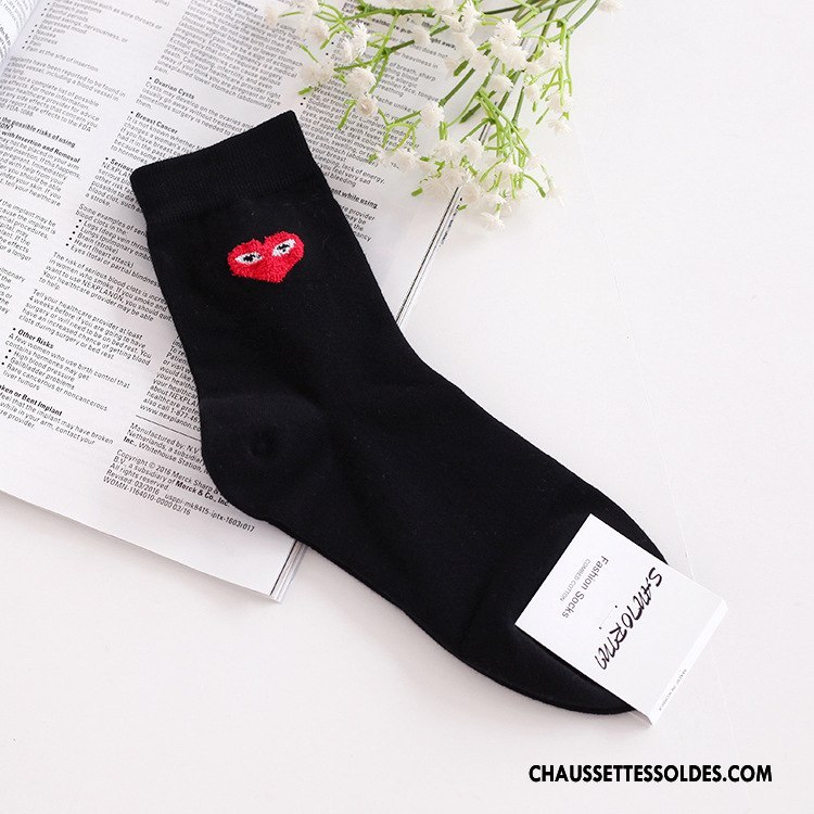 Chaussettes Mi Hautes Femme En Forme De Coeur Coton Bio Œil Long Stock Dame Importer Blanc
