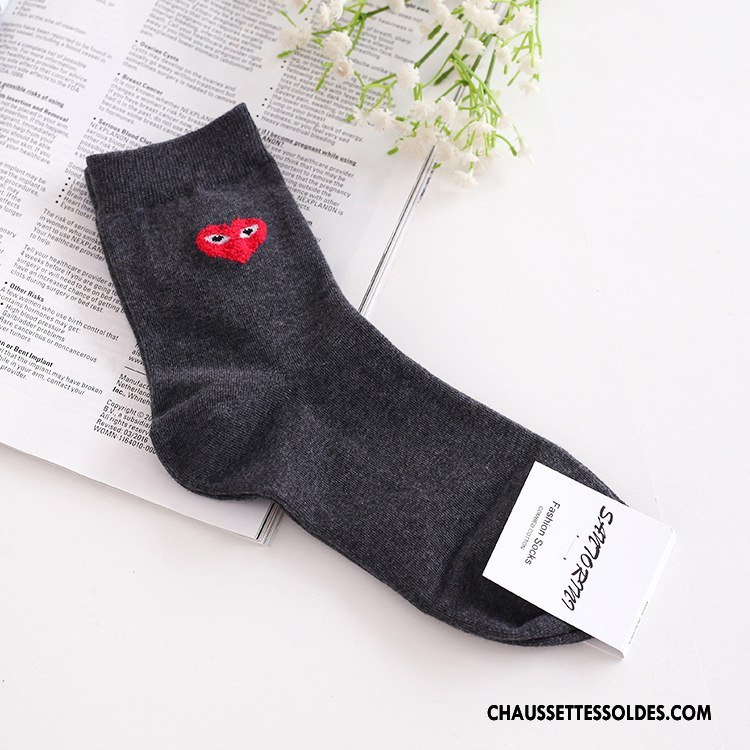Chaussettes Mi Hautes Femme En Forme De Coeur Coton Bio Œil Long Stock Dame Importer Blanc