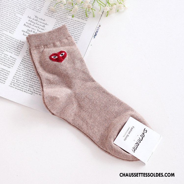 Chaussettes Mi Hautes Femme En Forme De Coeur Coton Bio Œil Long Stock Dame Importer Blanc