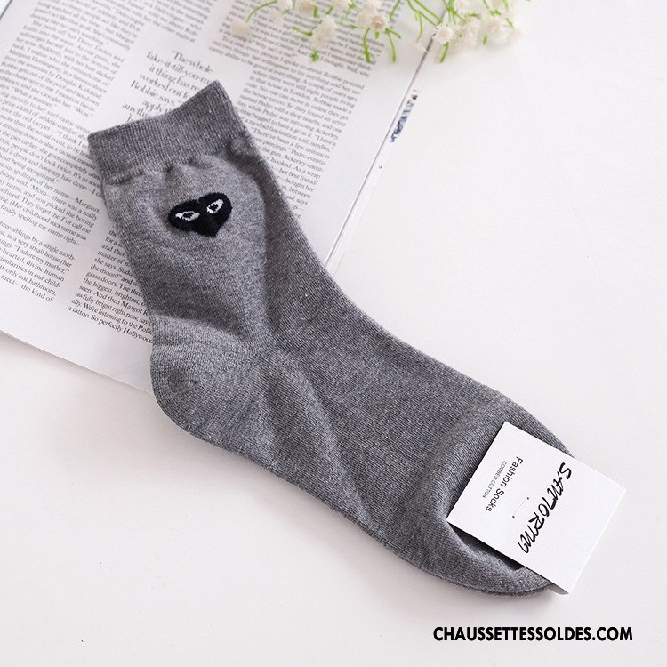 Chaussettes Mi Hautes Femme En Forme De Coeur Coton Bio Œil Long Stock Dame Importer Blanc