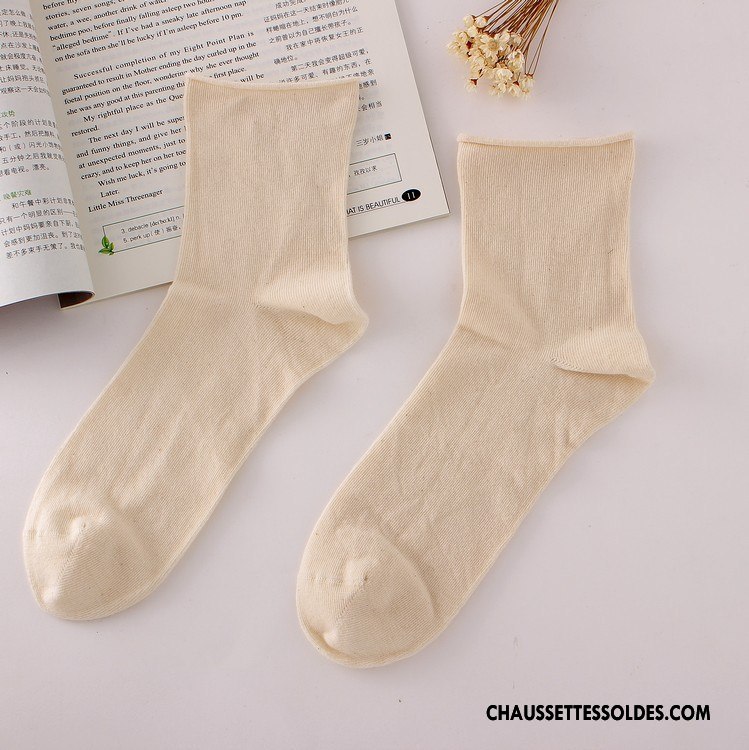 Chaussettes Mi Hautes Femme Enceintes Bouche Libre Matelassé Couleur Naturel Ourlet Pure