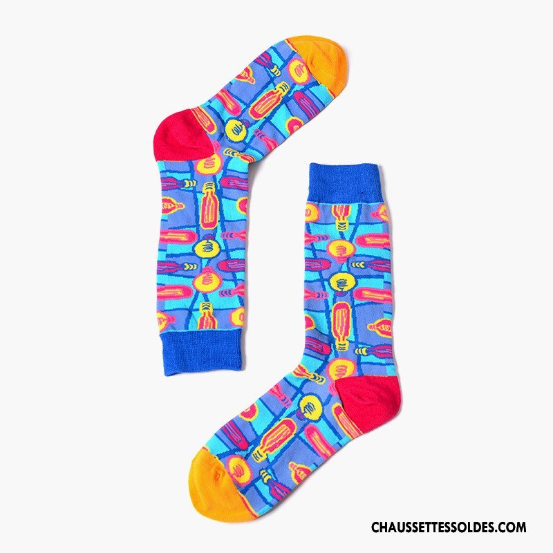 Chaussettes Mi Hautes Femme Europe Long Stock Homme Personnalité Marque De Tendance Rose Coloré