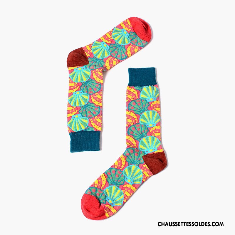 Chaussettes Mi Hautes Femme Europe Long Stock Homme Personnalité Marque De Tendance Rose Coloré