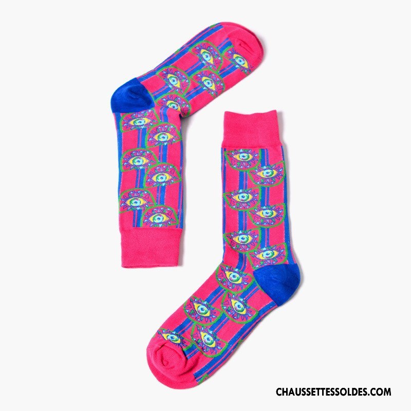 Chaussettes Mi Hautes Femme Europe Long Stock Homme Personnalité Marque De Tendance Rose Coloré