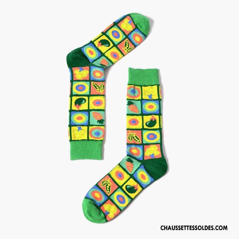 Chaussettes Mi Hautes Femme Europe Long Stock Homme Personnalité Marque De Tendance Rose Coloré