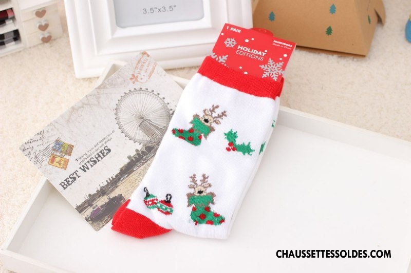 Chaussettes Mi Hautes Femme Festival Flocon De Neige Noël Nouveau Blanc