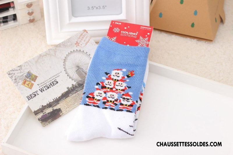 Chaussettes Mi Hautes Femme Festival Flocon De Neige Noël Nouveau Blanc