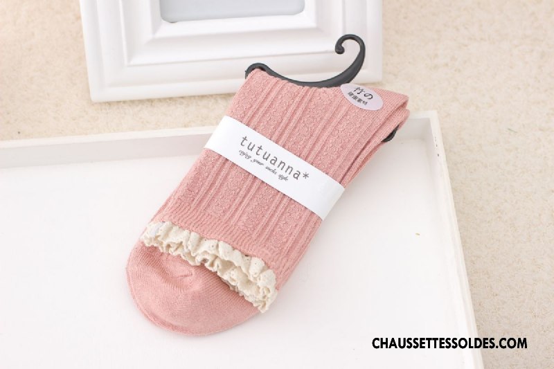 Chaussettes Mi Hautes Femme Fibre Dentelle Bambou Couleurs De Bonbons Marron / Brun
