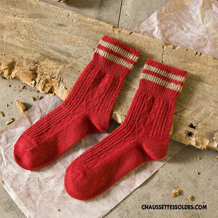 Chaussettes Mi Hautes Femme Flambage Renforcé Hiver L'automne Des Chaussettes En Laine Le Nouveau Vert Foncé