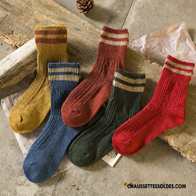 Chaussettes Mi Hautes Femme Flambage Renforcé Hiver L'automne Des Chaussettes En Laine Le Nouveau Vert Foncé