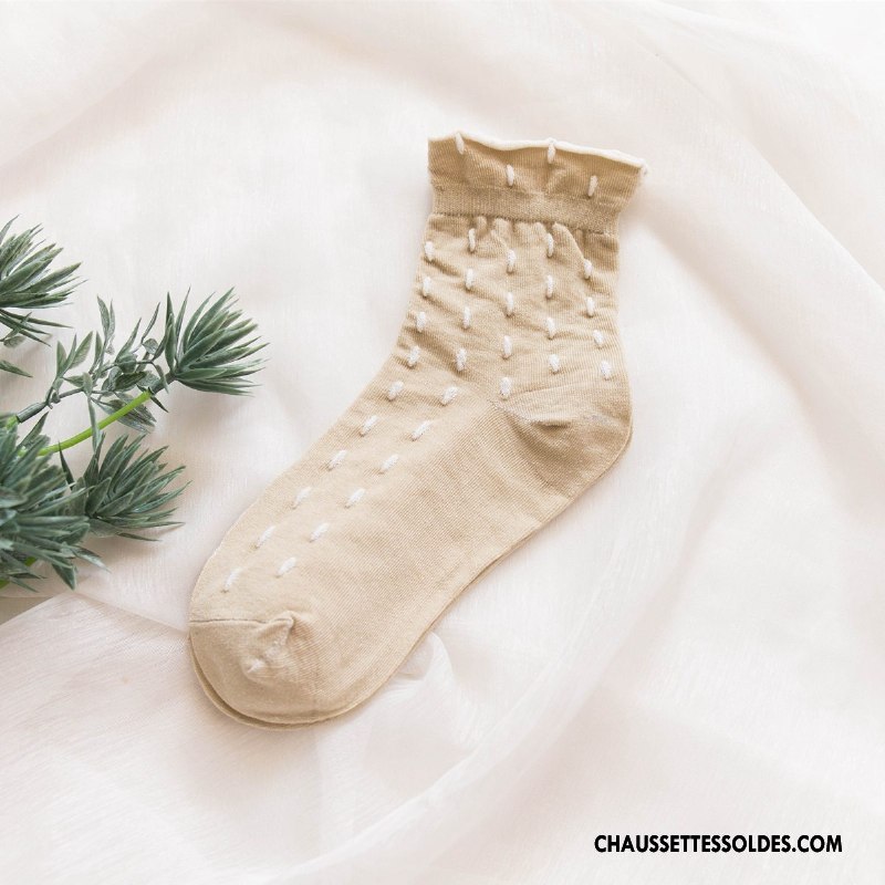 Chaussettes Mi Hautes Femme Fleurs Chaussette Courte Vente Chaude Milieu Printemps Chaussettes En Coton Rose