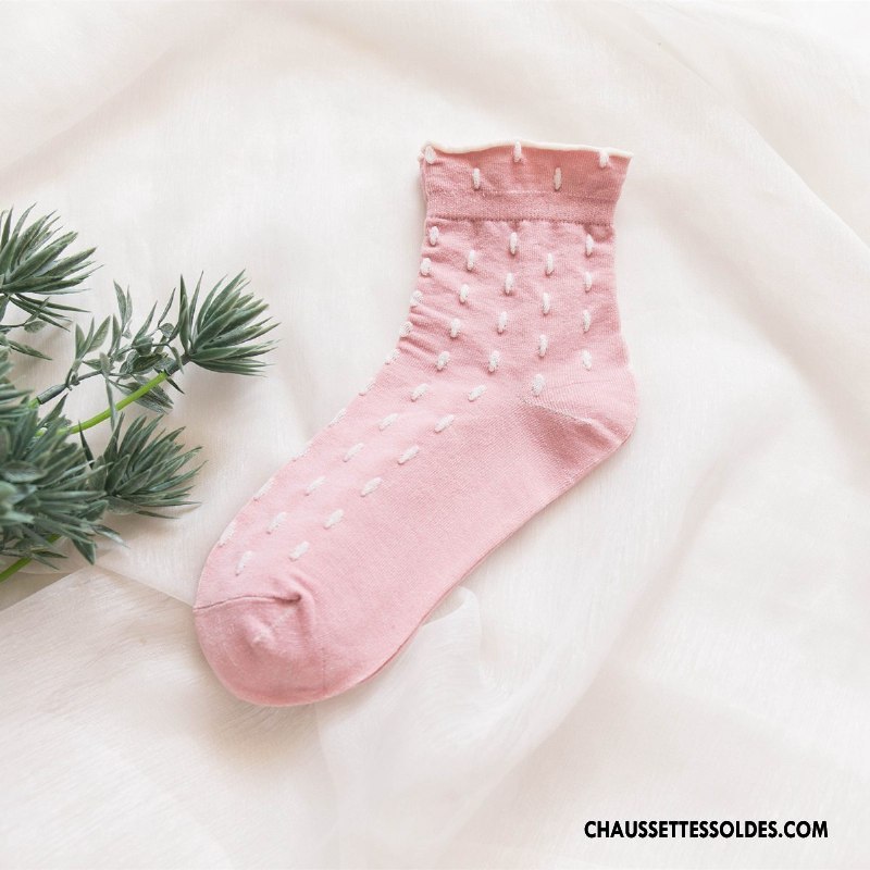 Chaussettes Mi Hautes Femme Fleurs Chaussette Courte Vente Chaude Milieu Printemps Chaussettes En Coton Rose