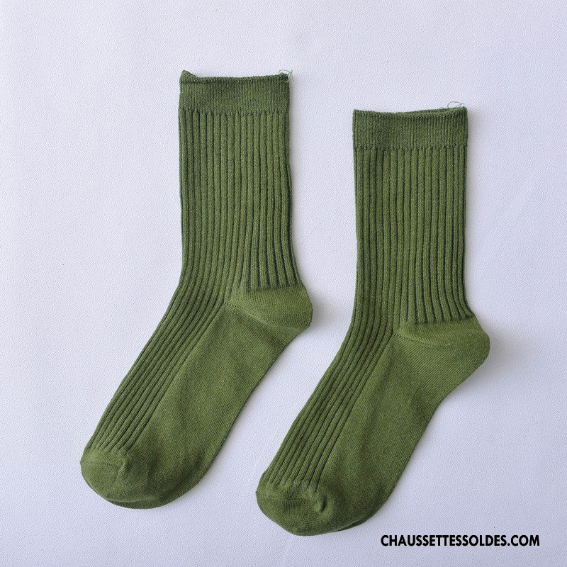 Chaussettes Mi Hautes Femme Frais 100% Coton Milieu Dame Pure Bleu