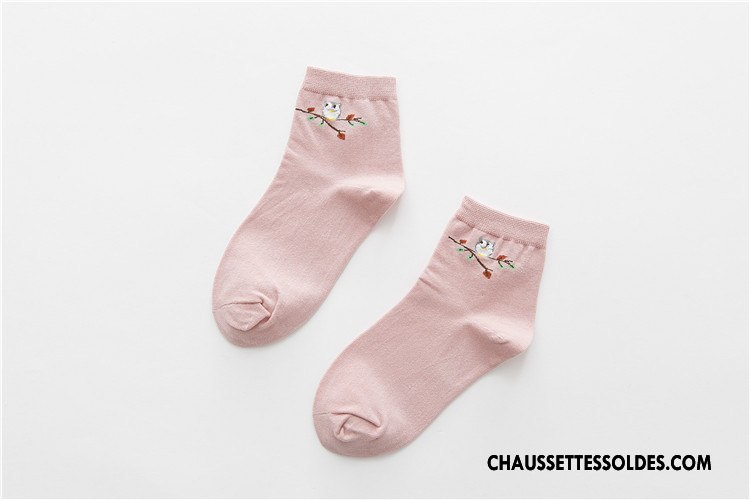 Chaussettes Mi Hautes Femme Frais Dessin Animé Coton Bio Le Nouveau 100% Coton Chaussette Courte Rose
