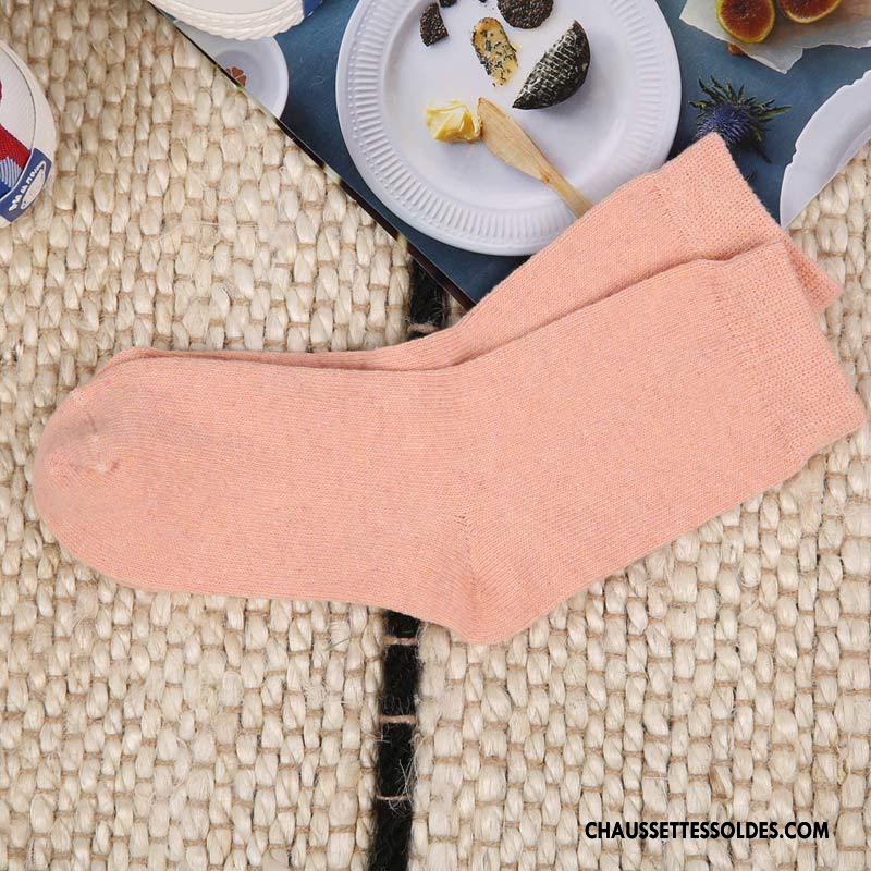 Chaussettes Mi Hautes Femme Gros Tous Les Assortis Terry Des Chaussettes En Laine L'automne Renforcé Pure Rose