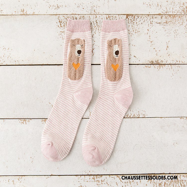 Chaussettes Mi Hautes Femme Hiver 100% Coton Nouveau Le Nouveau L'automne Dessin Animé Gris