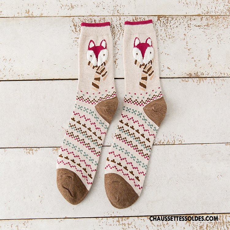 Chaussettes Mi Hautes Femme Hiver 100% Coton Nouveau Le Nouveau L'automne Dessin Animé Gris