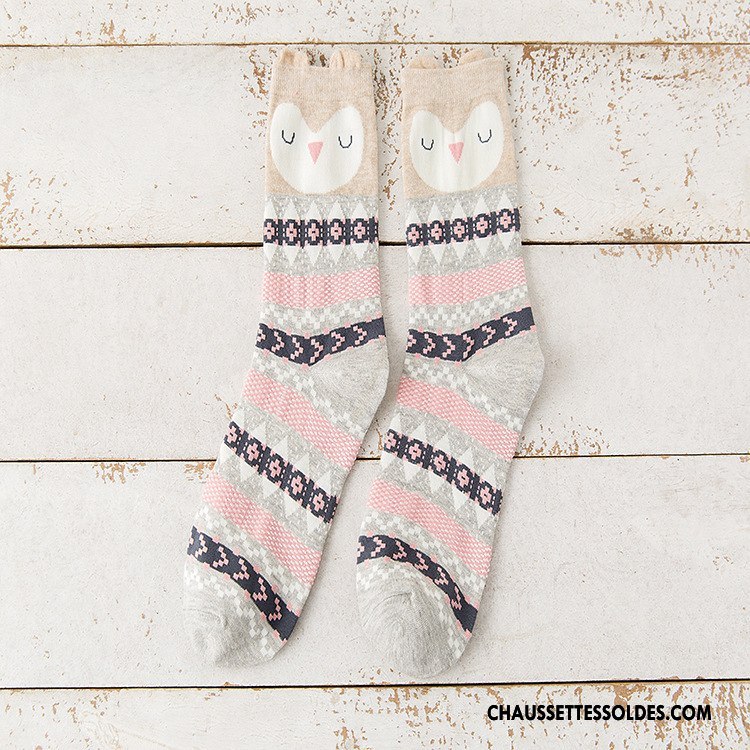 Chaussettes Mi Hautes Femme Hiver 100% Coton Nouveau Le Nouveau L'automne Dessin Animé Gris