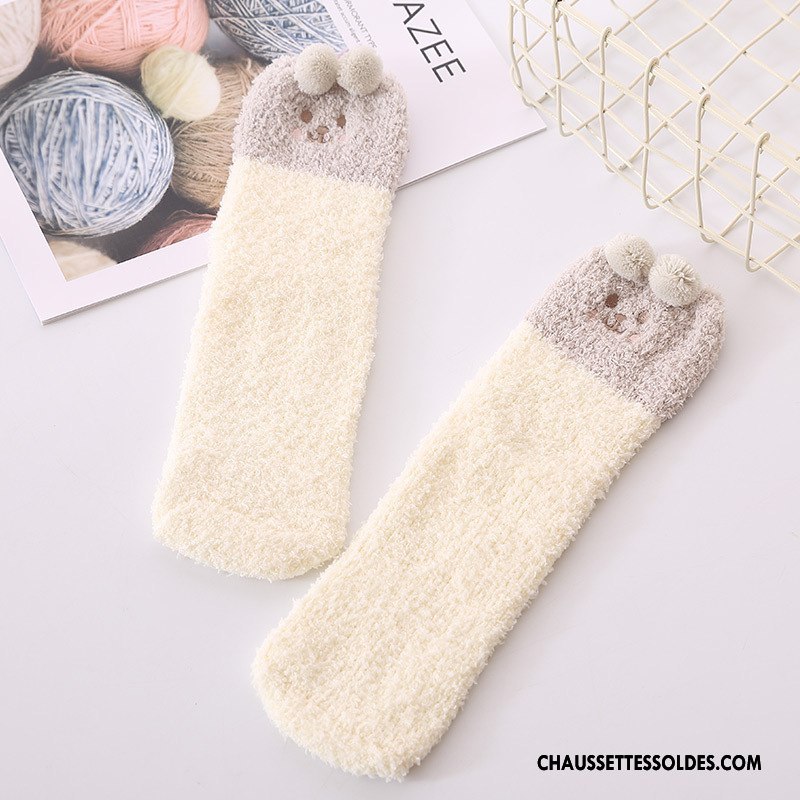 Chaussettes Mi Hautes Femme Hiver Adulte Ours Milieu Charmant Renforcé Gris