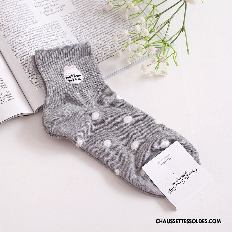 Chaussettes Mi Hautes Femme Hiver Chaussettes En Coton Coton Bio Importer Le Nouveau Dessin Animé Gris