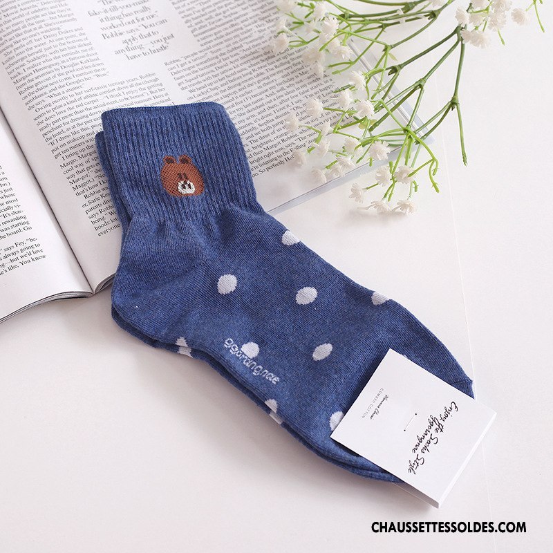 Chaussettes Mi Hautes Femme Hiver Chaussettes En Coton Coton Bio Importer Le Nouveau Dessin Animé Gris
