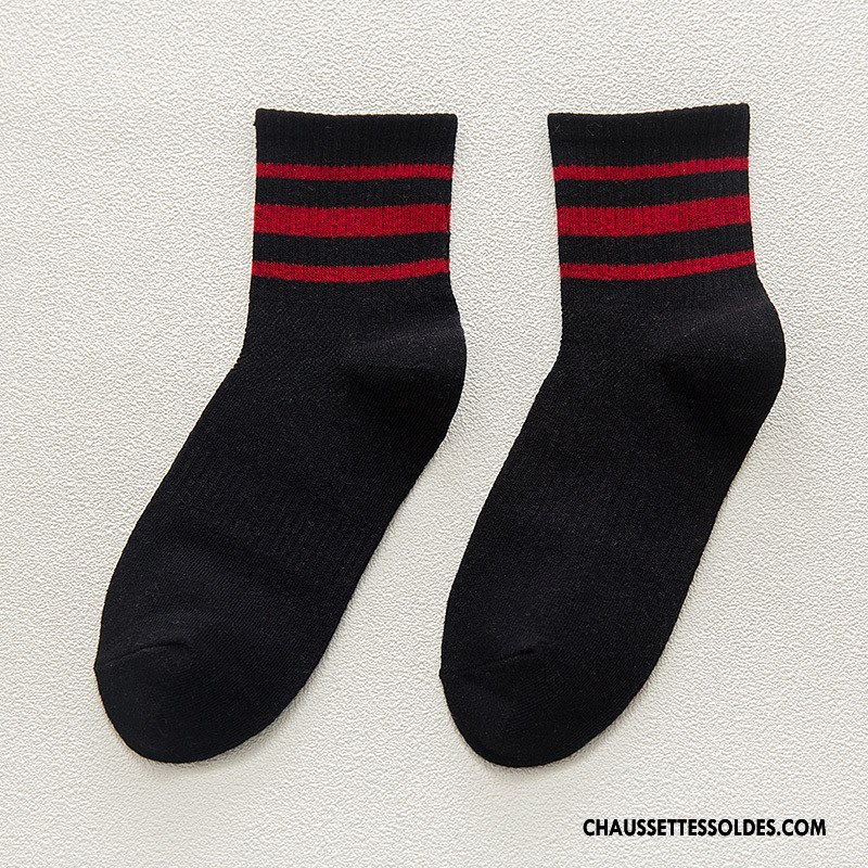 Chaussettes Mi Hautes Femme Hiver Chaussettes En Coton Le Nouveau Milieu L'automne Dame Pure Blanc
