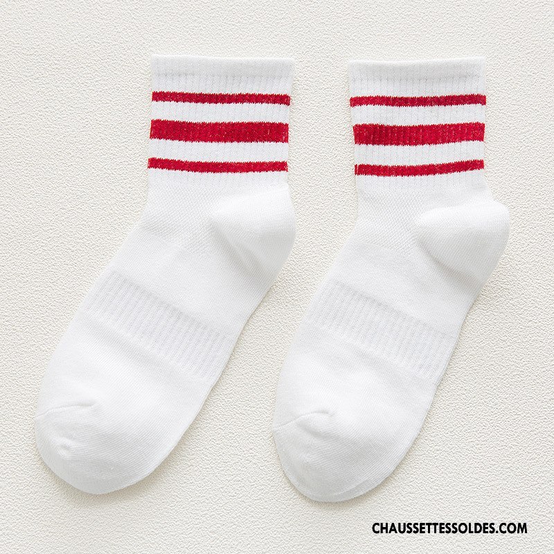 Chaussettes Mi Hautes Femme Hiver Chaussettes En Coton Le Nouveau Milieu L'automne Dame Pure Blanc