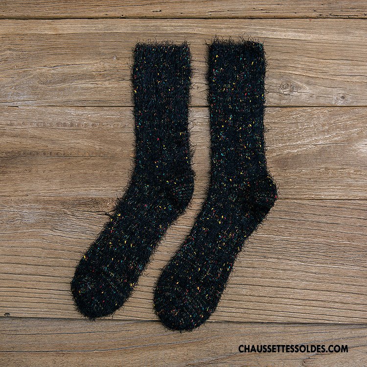 Chaussettes Mi Hautes Femme Hiver De Laine Renforcé Personnalité Tendance Milieu Rouge