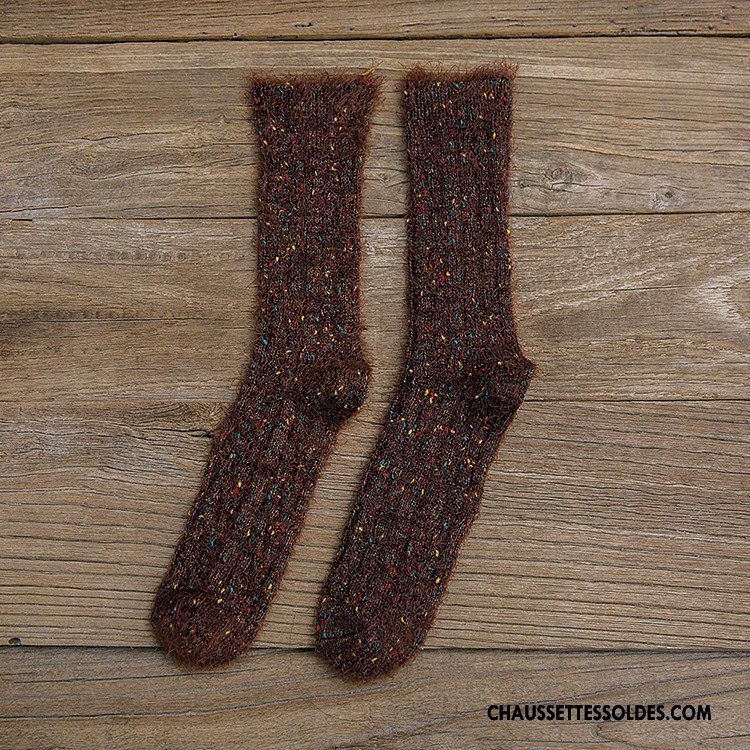Chaussettes Mi Hautes Femme Hiver De Laine Renforcé Personnalité Tendance Milieu Rouge
