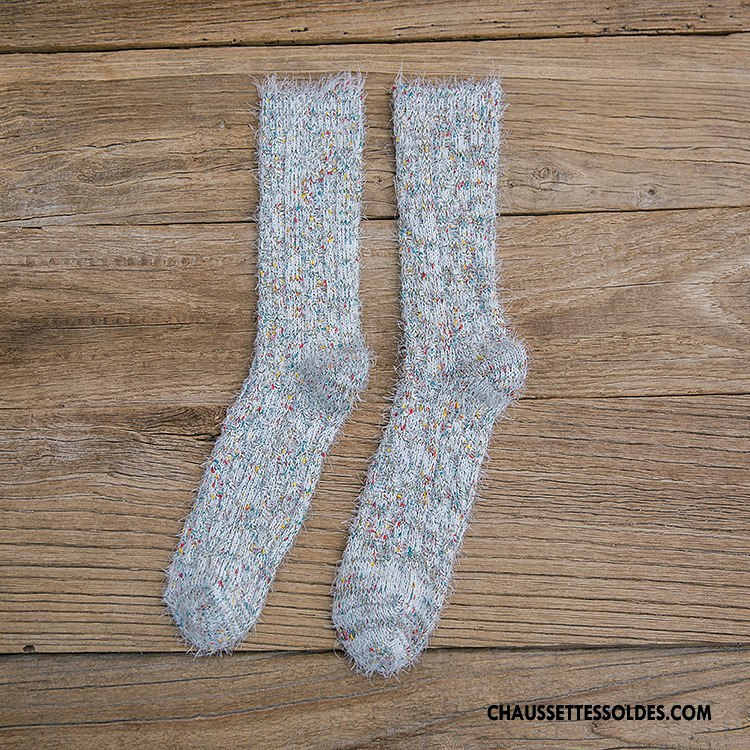 Chaussettes Mi Hautes Femme Hiver De Laine Renforcé Personnalité Tendance Milieu Rouge