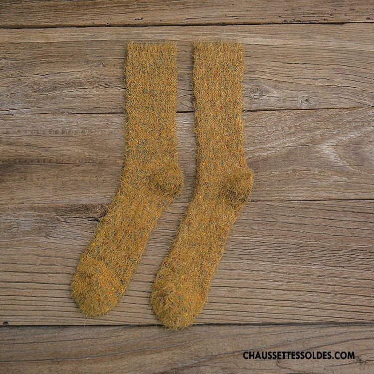 Chaussettes Mi Hautes Femme Hiver De Laine Renforcé Personnalité Tendance Milieu Rouge