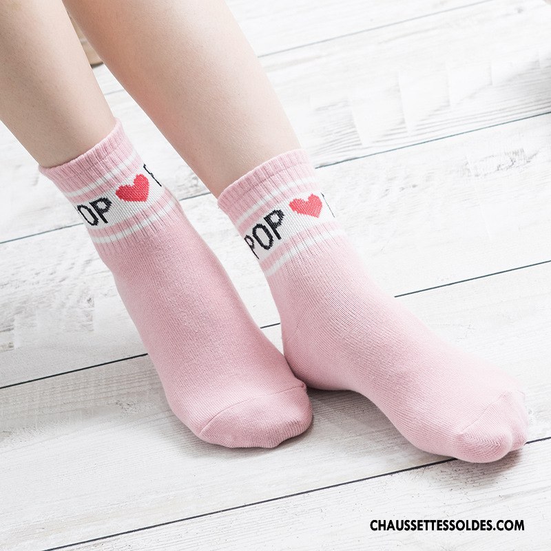 Chaussettes Mi Hautes Femme Hiver Haute Qualité Matelassé 100% Coton Lettre Le Nouveau Bleu