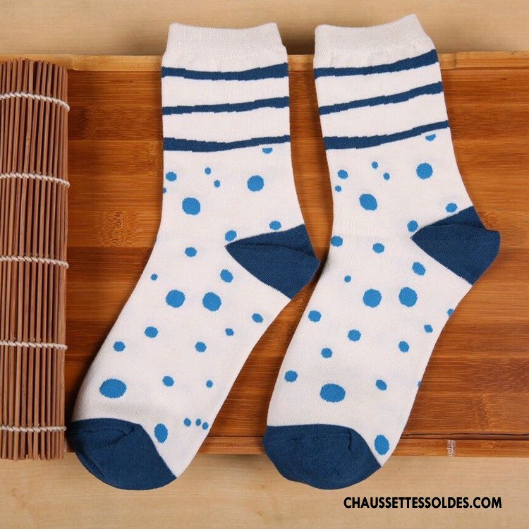 Chaussettes Mi Hautes Femme Hiver L'automne Respirant Milieu Homme Toutes Les Saisons Bleu Marin Bleu