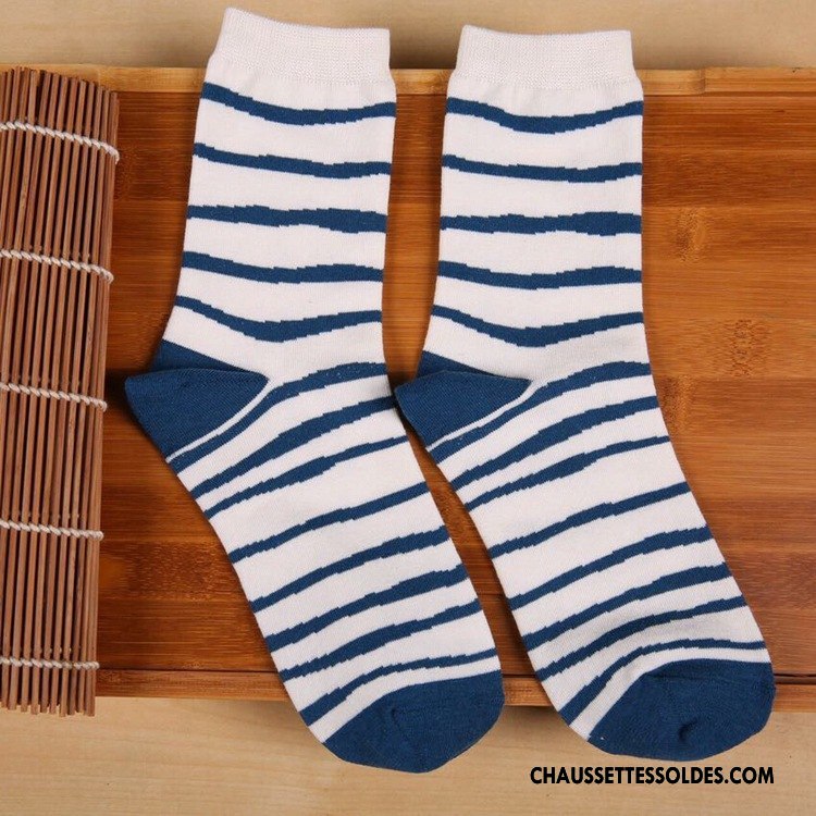 Chaussettes Mi Hautes Femme Hiver L'automne Respirant Milieu Homme Toutes Les Saisons Bleu Marin Bleu